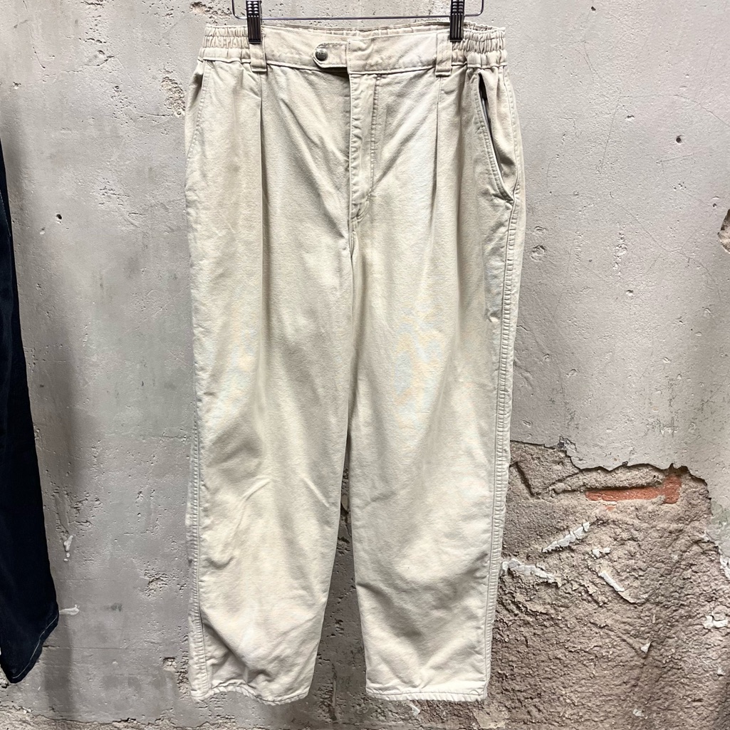 Vintage L.L. Bean Khaki Pleated Insulated Blanket Lined Tapered Pants 34x29